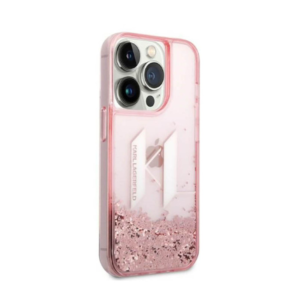 Etui Do iPhone 14 Pro Karl Lagerfeld Liquid Glitter Big Logo Case Różowy