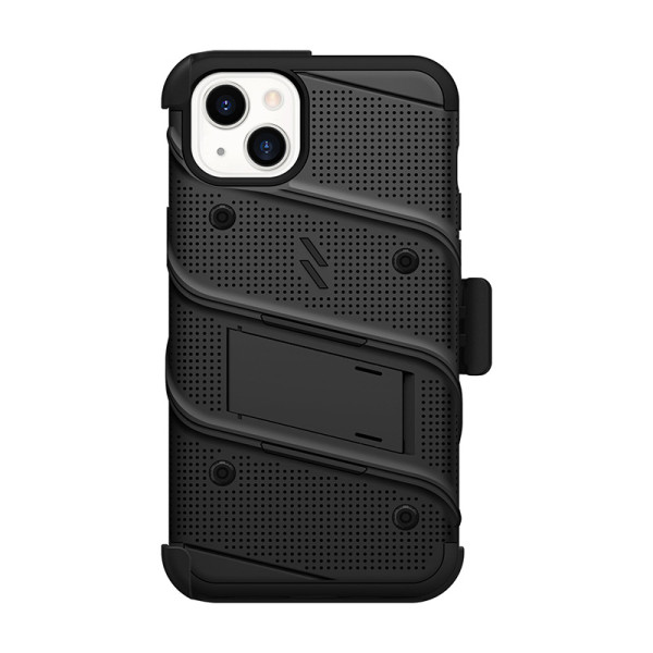 Etui Pancerne Do iPhone 14 Plus Ze Szkłem 9H Na Ekran + Uchwyt Z Podstawką Zizo Bolt Series Czarny