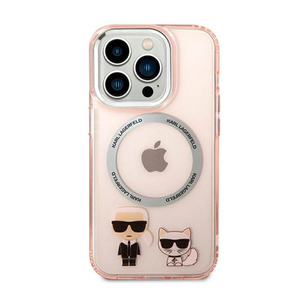 Etui Do iPhone 14 Pro Karl Lagerfeld Karl & Choupette Aluminium MagSafe Różowy