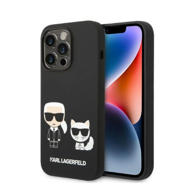 Etui Do iPhone 14 Pro Karl Lagerfeld Liquid Silicone Karl & Choupette MagSafe Czarny