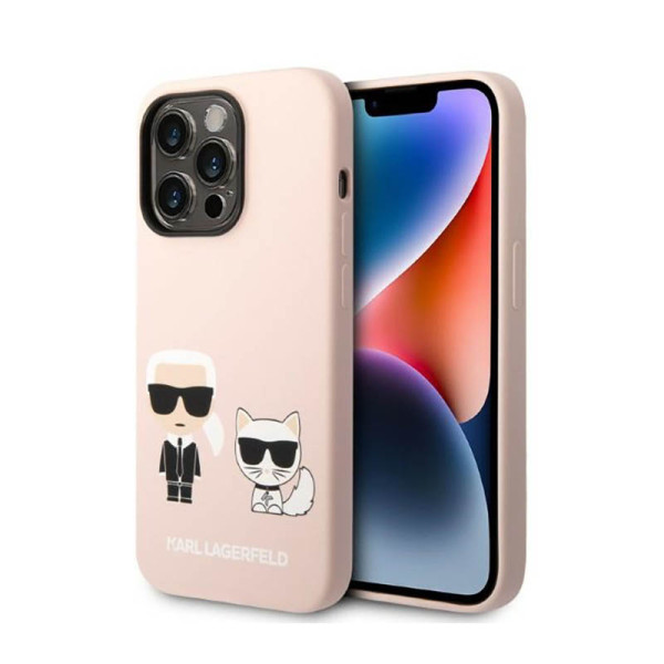 Etui Do iPhone 14 Pro Karl Lagerfeld Liquid Silicone Karl & Choupette MagSafe Różowy
