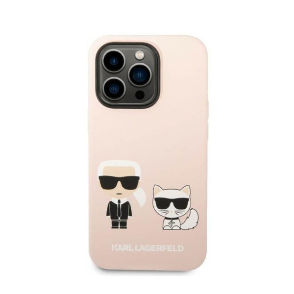 Etui Do iPhone 14 Pro Karl Lagerfeld Liquid Silicone Karl & Choupette MagSafe Różowy