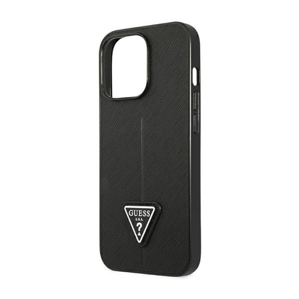 Etui Do iPhone 14 Pro Guess Saffiano Triangle Logo Case Czarny