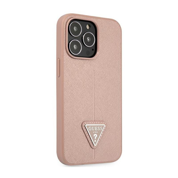 Etui Do iPhone 14 Pro Guess Saffiano Triangle Logo Case Różowy