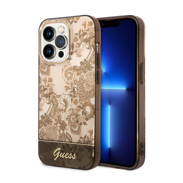Etui Do iPhone 14 Pro Guess Porcelain Collection Brązowy