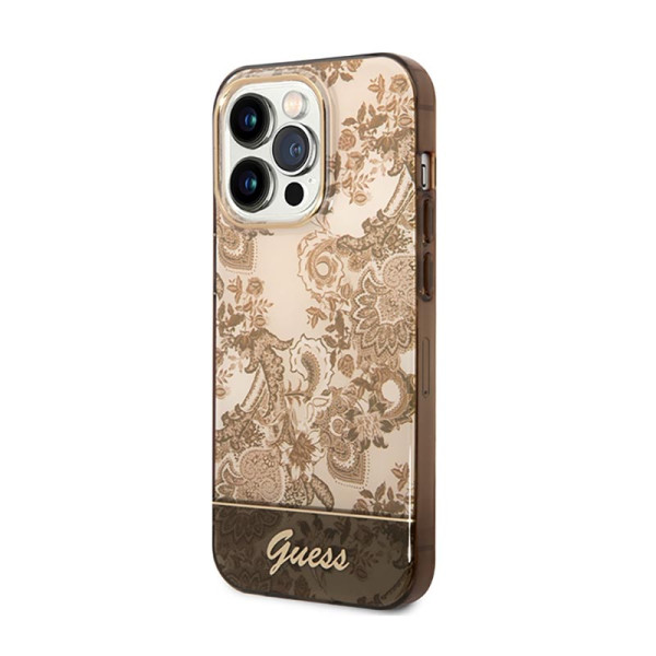 Etui Do iPhone 14 Pro Guess Porcelain Collection Brązowy