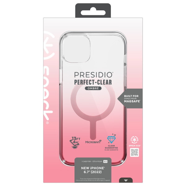 Etui Do iPhone 14 Plus Z Powłoką Microban Speck Presidio Perfect-Clear + Ombre + MagSafe Przezroczysty