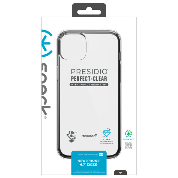 Etui Do iPhone 14 Plus Z Powłoką Microban Speck Presidio Perfect-Clear With Impact Geometry Przezroczysty