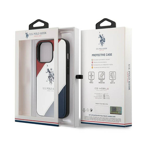 Etui Do iPhone 14 Pro Us Polo Assn Tricolor Embossed Biały