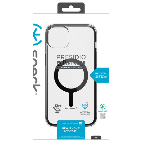 Etui Do iPhone 14 Plus Z Powłoką Microban Speck Presidio Perfect-Clear With Impact Geometry + MagSafe Przezroczysty
