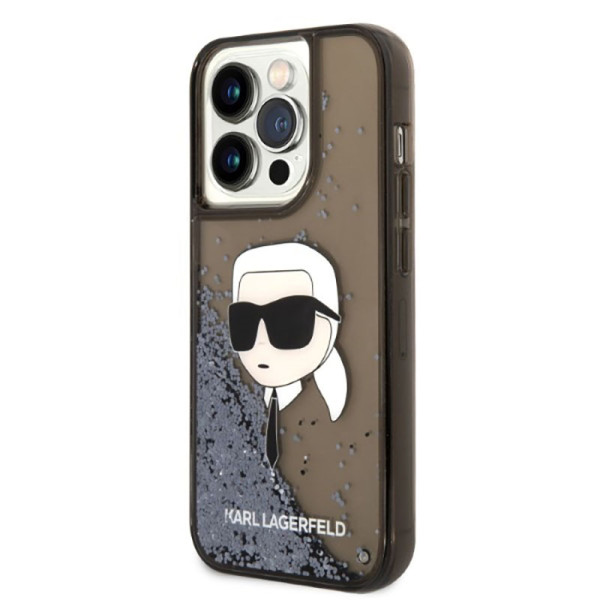 Etui Do iPhone 14 Pro Karl Lagerfeld Liquid Glitter NFT Karl'S Head Czarny