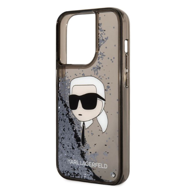 Etui Do iPhone 14 Pro Karl Lagerfeld Liquid Glitter NFT Karl'S Head Czarny