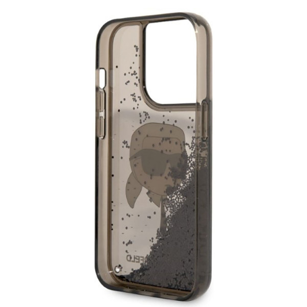 Etui Do iPhone 14 Pro Karl Lagerfeld Liquid Glitter NFT Karl'S Head Czarny