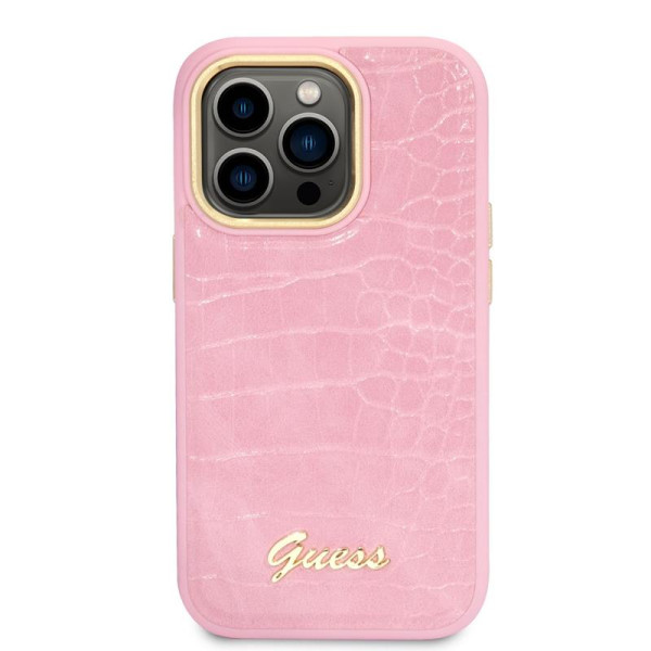 Etui Do iPhone 14 Pro Guess Croco Collection Różowy