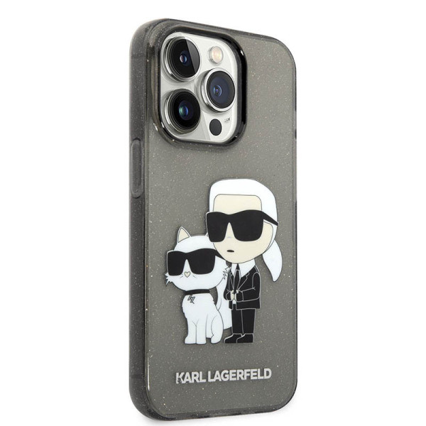 Etui Do iPhone 14 Pro Karl Lagerfeld Iml Glitter NFT Karl & Choupette Czarny