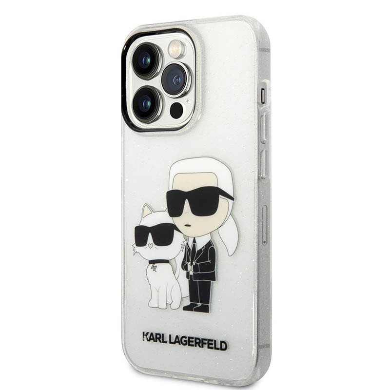 Etui Do iPhone 14 Pro Karl Lagerfeld Iml Glitter NFT Karl & Choupette Przezroczysty
