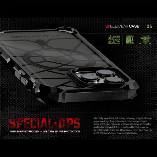 Etui Pancerne Do iPhone 14 Plus ( Mil- Spec Drop Protection ) Element Case Special Ops X5 Szary