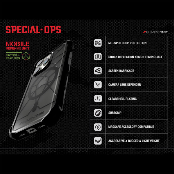 Etui Pancerne Do iPhone 14 Plus ( Mil- Spec Drop Protection ) Element Case Special Ops X5 Szary