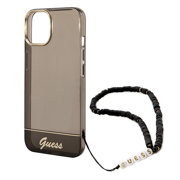 Etui Do iPhone 14 Plus Guess Translucent Pearl Strap Czarny