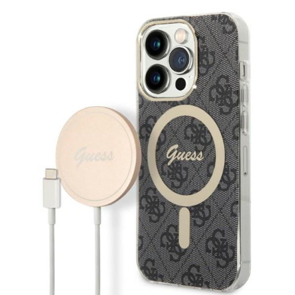 Zestaw Etui + Ładowarka MagSafe Do iPhone 14 Pro Guess Bundle Pack MagSafe 4G Czarny