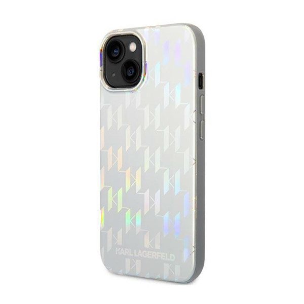 Etui Do iPhone 14 Plus Karl Lagerfeld Monogram Iridescent Srebrny
