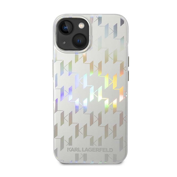 Etui Do iPhone 14 Plus Karl Lagerfeld Monogram Iridescent Srebrny