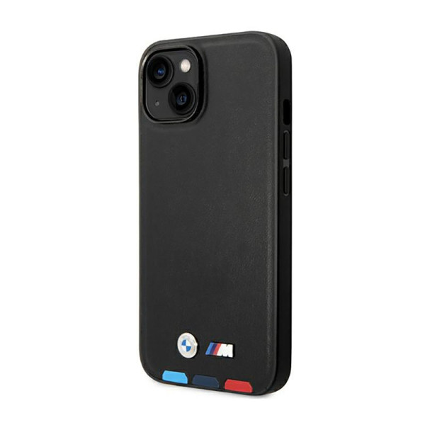 Etui Do iPhone 14 Plus BMW Leather Hot Stamp Tricolor MagSafe Czarny
