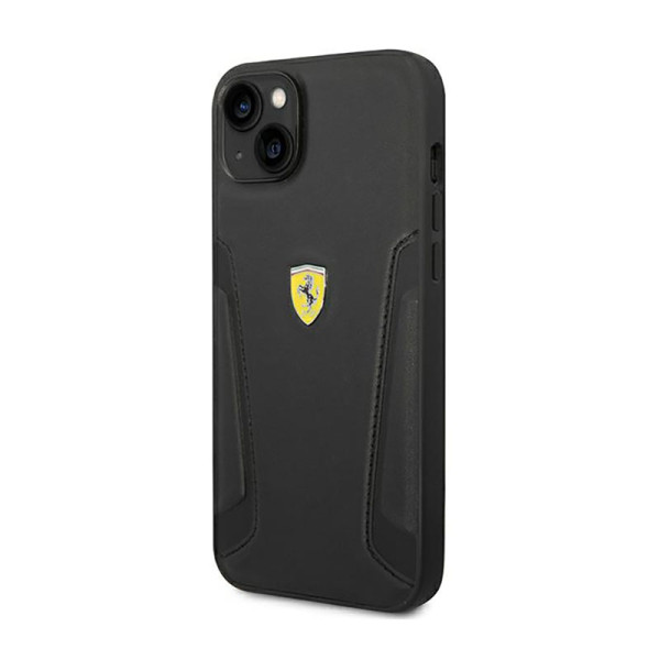Etui Do iPhone 14 Plus Ferrari Leather Stamp Sides Czarny
