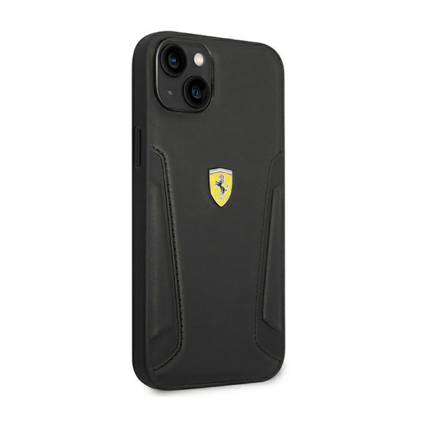 Etui Do iPhone 14 Plus Ferrari Leather Stamp Sides Czarny