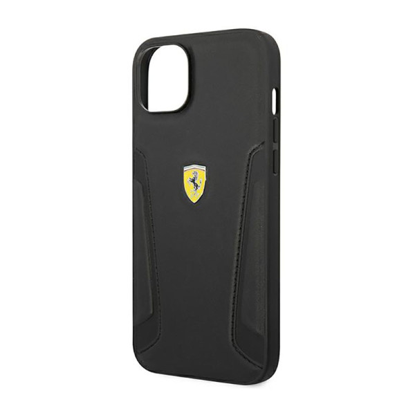 Etui Do iPhone 14 Plus Ferrari Leather Stamp Sides Czarny
