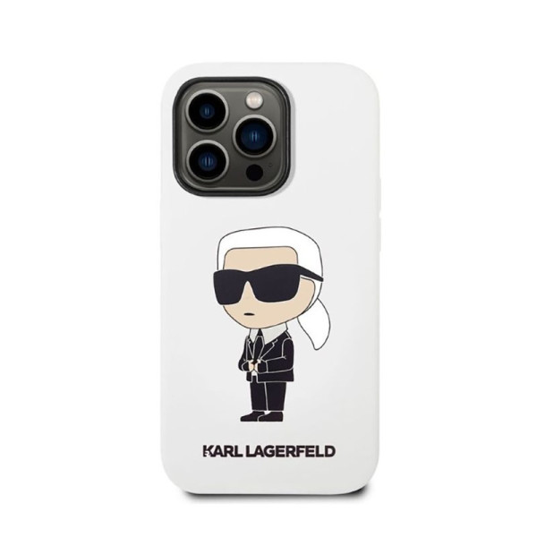 Etui Do iPhone 14 Pro Karl Lagerfeld Silicone NFT Ikonik Biały