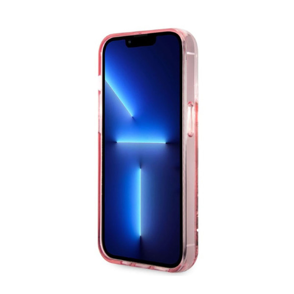 Etui Do iPhone 14 Pro Karl Lagerfeld Liquid Glitter NFT Choupette Head Różowy