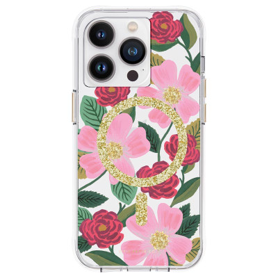 Etui Do iPhone 14 Pro Zdobione Złotem Rifle Paper Clear MagSafe Przezroczysty