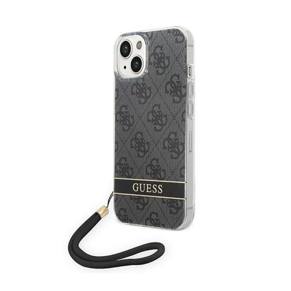 Etui Ze Smyczką Do iPhone 14 Plus Guess 4G Print Cord Czarny