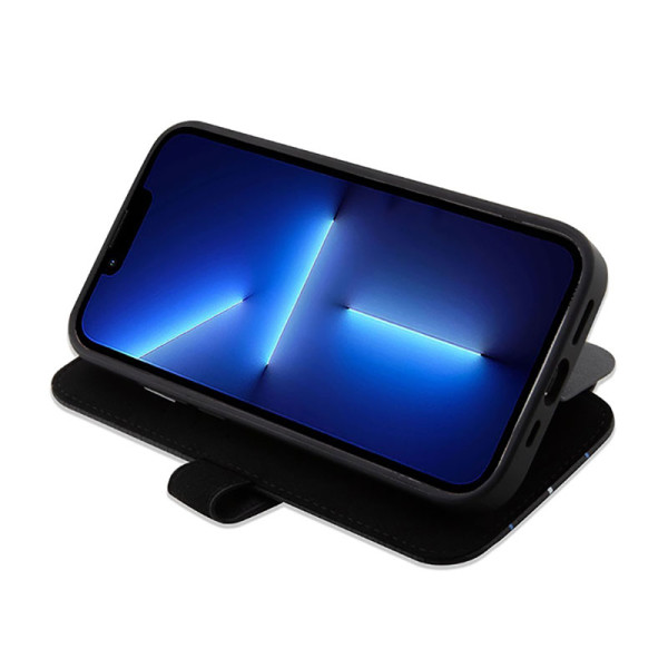 Etui Do iPhone 14 Pro BMW Booktype Leather Stamp Blue Lines Czarny