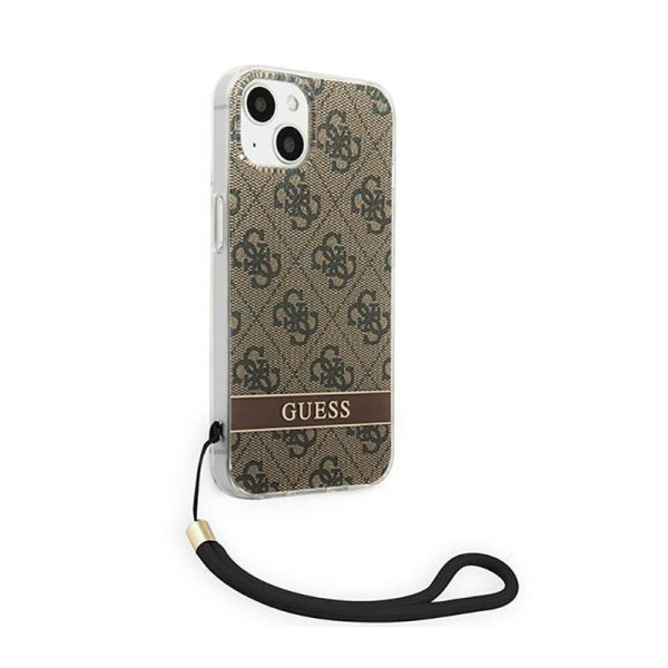 Etui Ze Smyczką Do iPhone 14 Plus Guess 4G Print Cord Brązowy