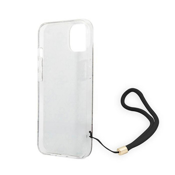 Etui Ze Smyczką Do iPhone 14 Plus Guess 4G Print Cord Brązowy