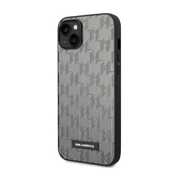 Etui Do iPhone 14 Plus Karl Lagerfeld Saffiano Mono Metal Logo Szary