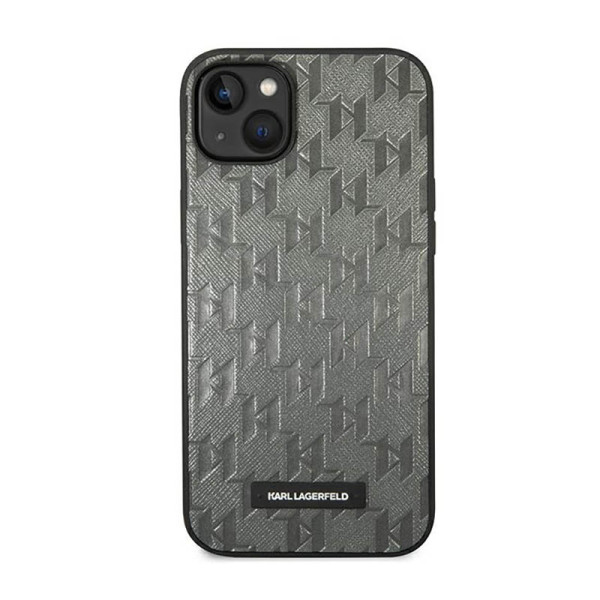 Etui Do iPhone 14 Plus Karl Lagerfeld Saffiano Mono Metal Logo Szary