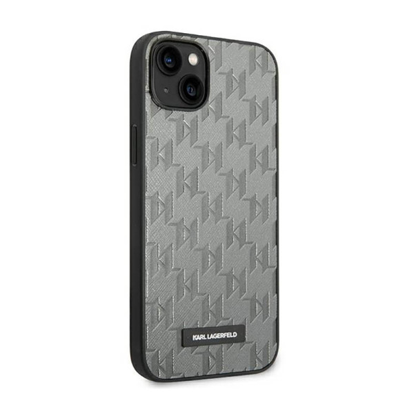Etui Do iPhone 14 Plus Karl Lagerfeld Saffiano Mono Metal Logo Szary