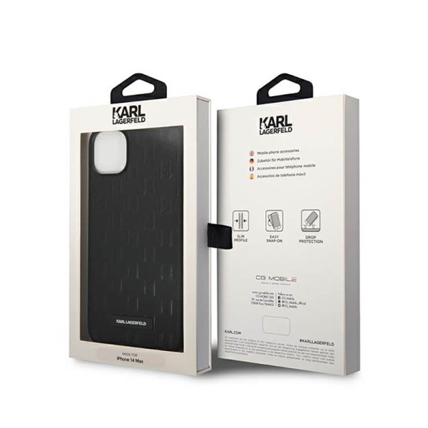 Etui Do iPhone 14 Plus Karl Lagerfeld Saffiano Mono Metal Logo Czarny