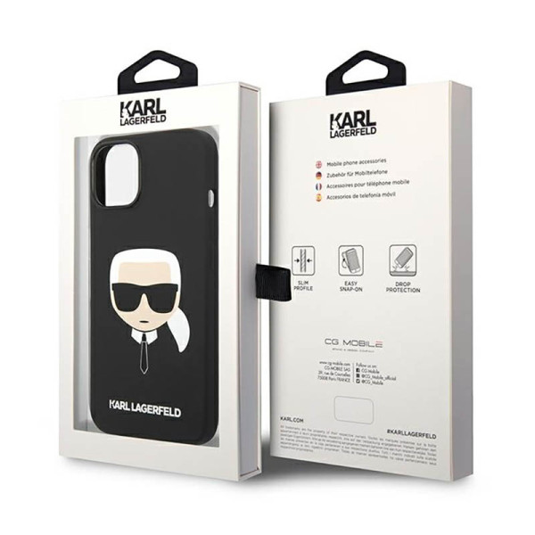 Etui Do iPhone 14 Plus Karl Lagerfeld Silicone Ikonik Karl`S Head Czarny