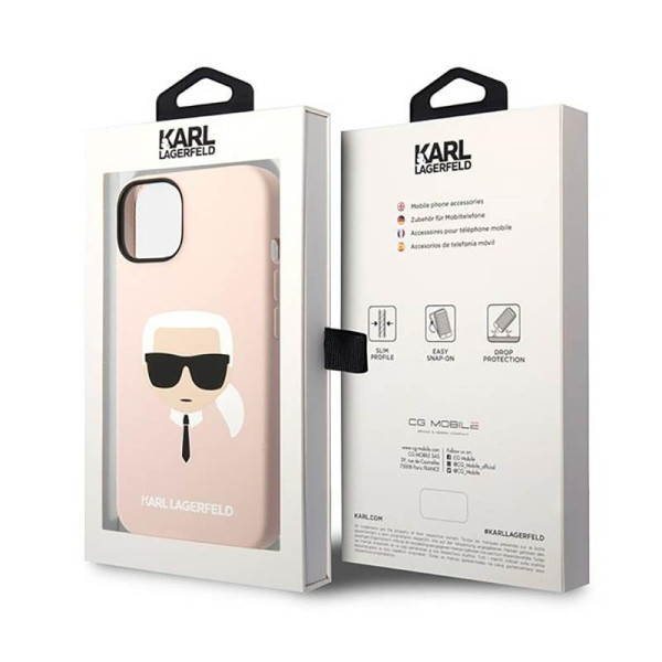 Etui Do iPhone 14 Plus Karl Lagerfeld Silicone Ikonik Karl`S Head Różowy