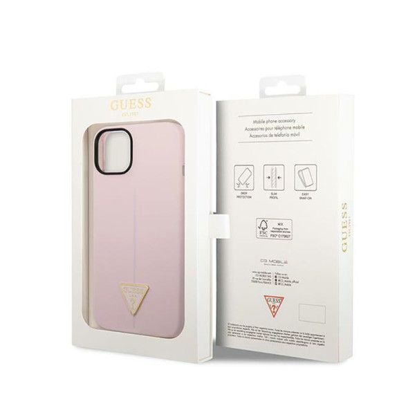 Etui Do iPhone 14 Plus Guess Silicone Triangle Logo Fioletowy