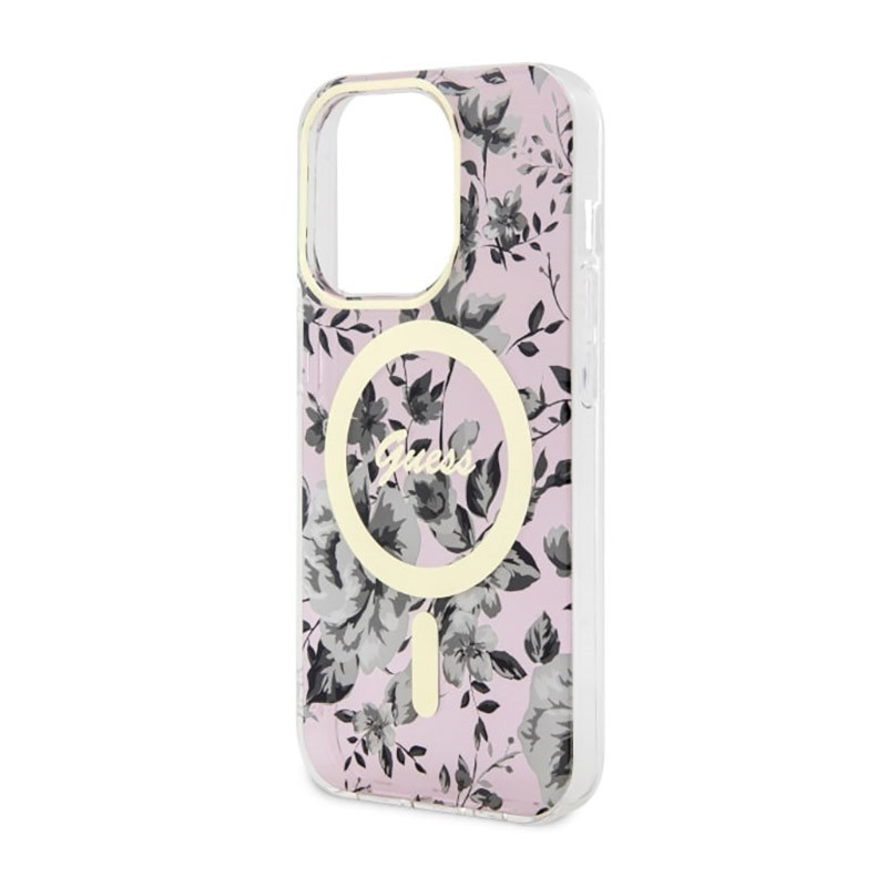 Etui Do iPhone 14 Pro Guess Flower MagSafe Różowy