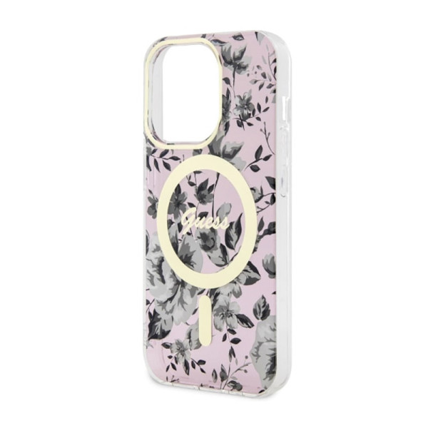Etui Do iPhone 14 Pro Guess Flower MagSafe Różowy