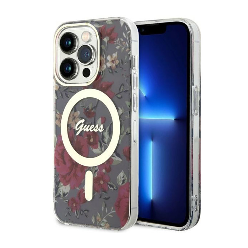 Etui Do iPhone 14 Pro Guess Flower MagSafe Zielony