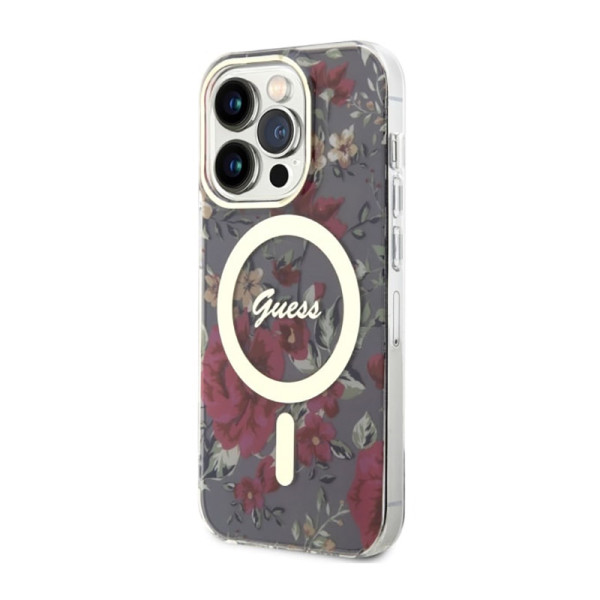 Etui Do iPhone 14 Pro Guess Flower MagSafe Zielony
