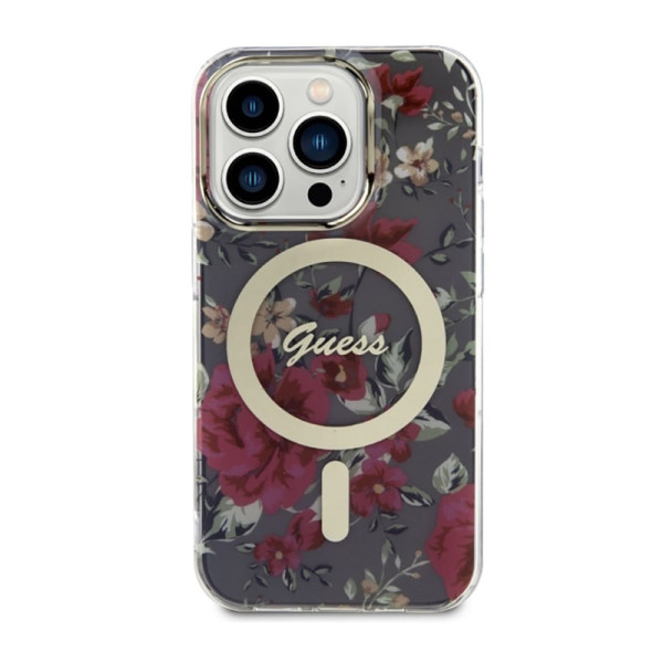 Etui Do iPhone 14 Pro Guess Flower MagSafe Zielony