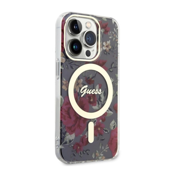 Etui Do iPhone 14 Pro Guess Flower MagSafe Zielony